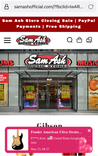 PSA: Sam Ash &ldquo;Closing Sale&rdquo; Scam Sites Abound | Fender 